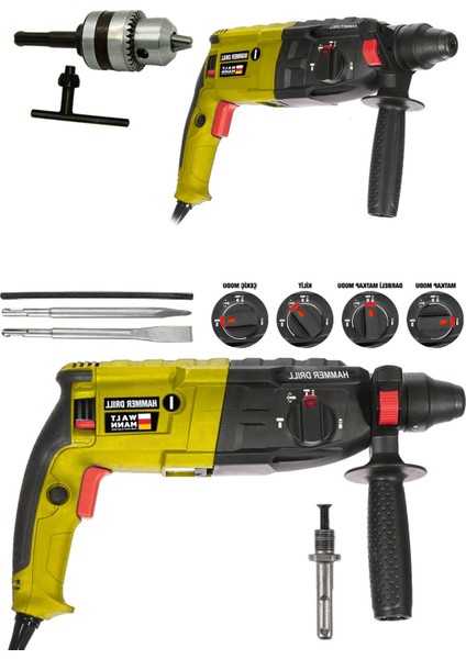 Germany 1200W Kırıcı Delici Hilti Darbeli Matkap 2-28MM - Sarı