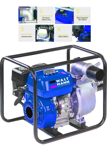 9,8 Hp Metal Şanzıman Turbo Benzinli Yüksek Performans 3 Parmak Benzinli Su Motoru Mavi