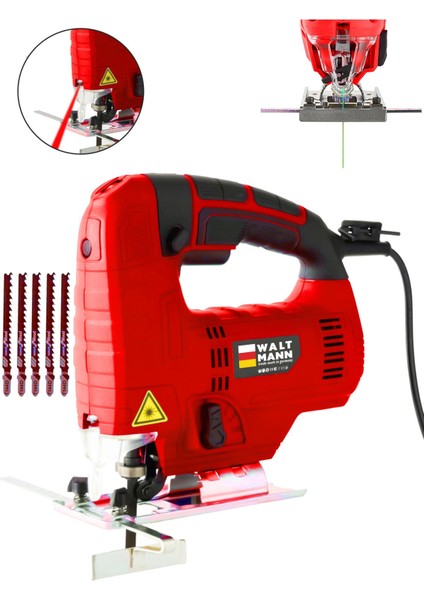 Germany Professional Devir Ayarlı Dekupaj Bıçkı Testere Lazerli 1200 W - Kırmızı - NO28
