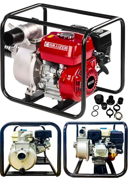 Powerforge 9,8 Hp Metal Şanzuman Turbo Benzinli Yüksek Performans 3 Parmak Benzinli Su Motoru-Krmz