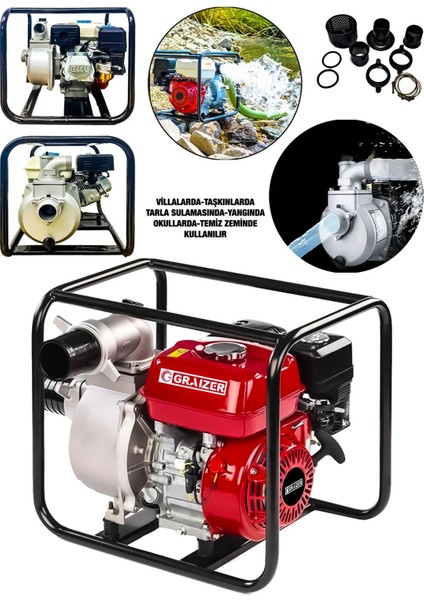 Powerforge 9,8 Hp Metal Şanzuman Turbo Benzinli Yüksek Performans 3 Parmak Benzinli Su Motoru-Krmz