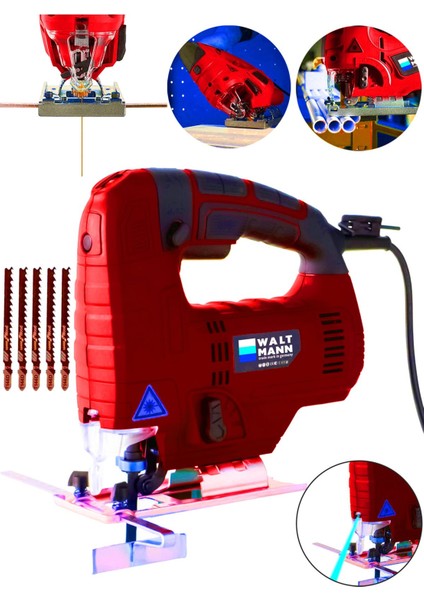 Professional Devir Ayarlı Dekupaj Bıçkı Testere Makinası Bakır Sargılı Lazerli-Kırmızı