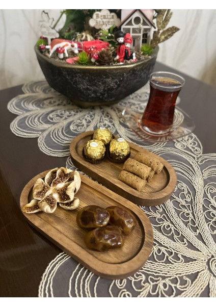 4 Lü Ahşap Tepsi Çay Tepsisi Kahve Tepsisi Sunum Tepsisi Sunumluk