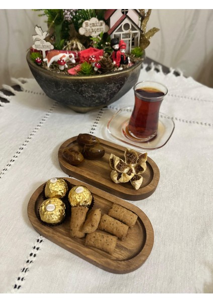 4 Lü Ahşap Tepsi Çay Tepsisi Kahve Tepsisi Sunum Tepsisi Sunumluk fırsatları