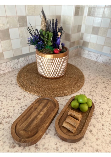 4 Lü Ahşap Tepsi Çay Tepsisi Kahve Tepsisi Sunum Tepsisi Sunumluk
