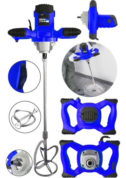 Germany Devir Ayarlı 9600W Elektrikli Alçı Boya Harç Karıştırıcı Mikser Mavi fiyatları