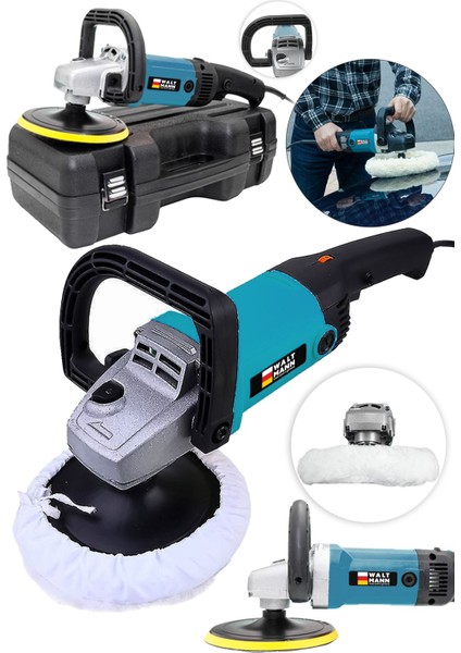 Devir Ayarlı Polisaj Makinesi 1800 Watt 180MM 6 Kademeli Pasta Cila Kiti Hediye