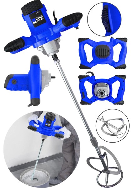 Germany Devir Ayarlı 9600W Elektrikli Alçı Boya Harç Karıştırıcı - Mavi - Model