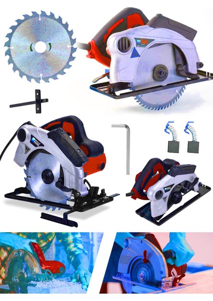Profesional Elektrikli Sunta Kesme Makinası Daire Testere Lazerli-Kırmızı