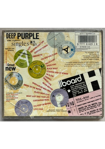 Deep Purple Singles A's & B's CD (Orjnal Dönem Baskı Cd)