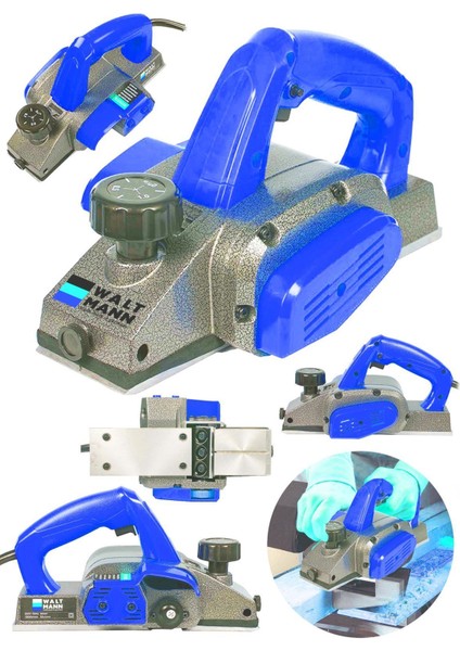 4200 W Bakir Sargili Metal Sanziman Motor Korumali Cift Bicakli Planya Makinesi Mavi