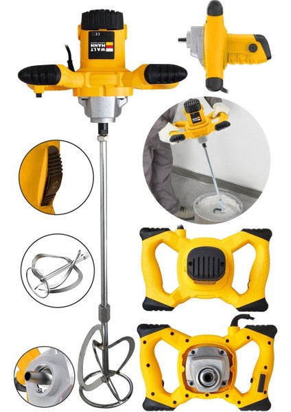 Germany Sarı Devir Ayarlı 9600W Elektrikli Alçı Boya Harç Karıştırıcı Mikser