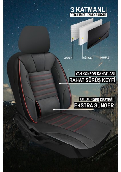 Stone Üniversal Deri Oto Koltuk Kılıfı - Bel Destekli - 5 Koltuk Tam Set fiyatları