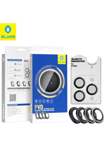 PVD iPhone 15 Pro Uyumlu Gri Silver Paslanmaz Çelik Çizik Işık Engelleyici Kamera Lens Koruyucu