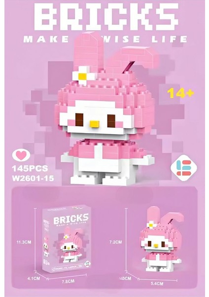 Bricks Hello Kitty ve My Melody 2'li Figür 3D Puzzle Yap-Boz Hobi