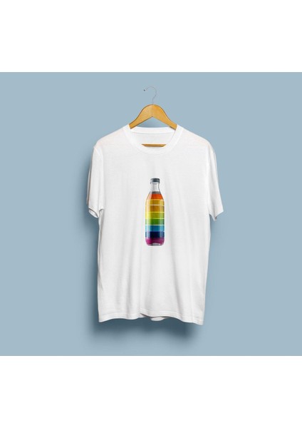 Oversize Renkli / Gökkuşağı Pet Şişe Tasarım Unisex T-Shirt