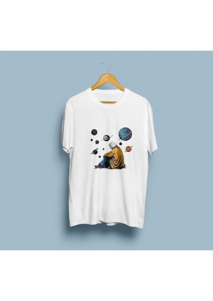 Oversize Astronomi / Gezegenler Tasarım Unisex T-Shirt