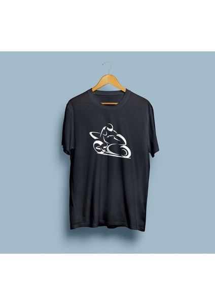 Oversize Hayalet Motosiklet Tasarım Unisex T-Shirt