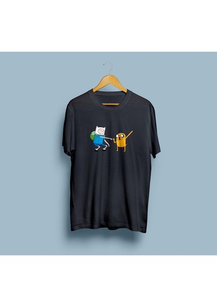 Oversize Adventure Time Finn ve Jake Tasarım Unisex T-Shirt