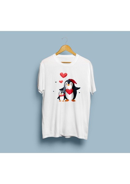 Oversize Kalpli Penguenler Tasarım Unisex T-Shirt