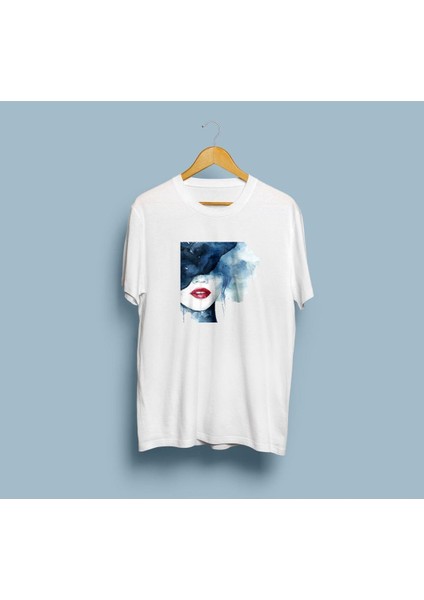 Oversize Kadın ve Kadın Dudakları Çizim Unisex T-Shirt
