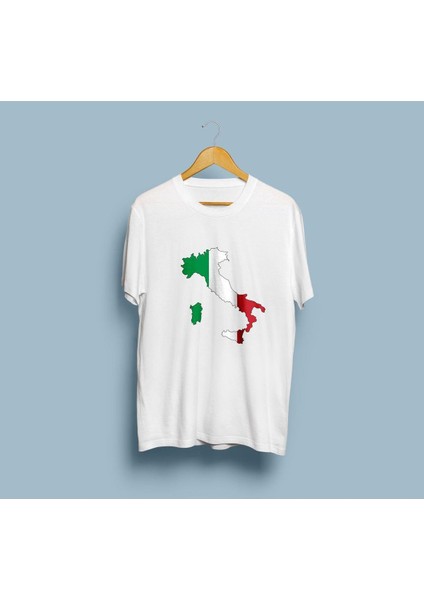 Oversize Italy / Italya Haritası ve Bayrağı Unisex T-Shirt