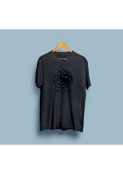 Oversize Ateş ve Kan Tasarım Unisex T-Shirt