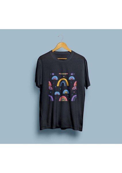 Oversize Premium Renkli Semboller Vektör Çizim Unisex T-Shirt