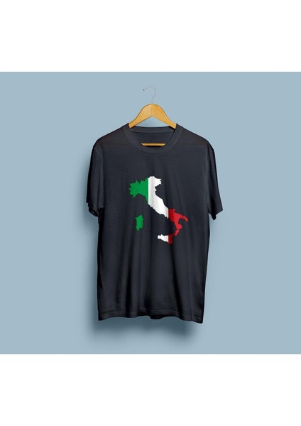 Oversize Italy / Italya Haritası ve Bayrağı Unisex T-Shirt