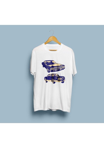 Oversize Araba Çıkartmaları Baskılı Unisex T-Shirt