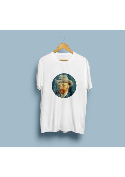 Oversize Van Gogh Şapkalı Portre Tasarım Unisex T-Shirt