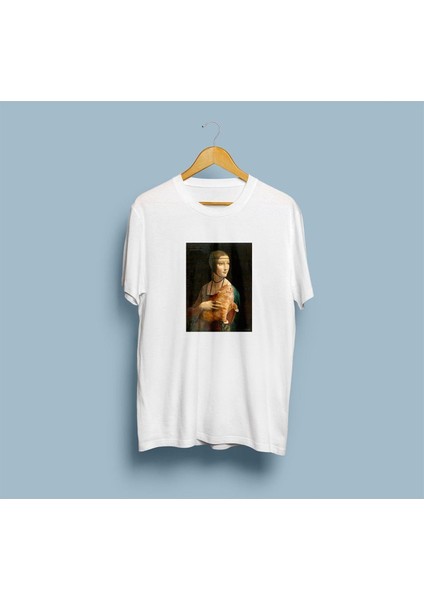 Oversize Leonardo Da Vinci Lady With An Ermine Tasarım Unisex T-Shirt
