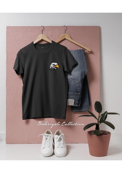 Oversize Bald Eagle Kartal Logo Tasarımlı Unisex T-Shirt
