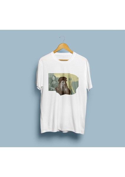Oversize Leoanardo Da Vinci Tasarım Unisex T-Shirt