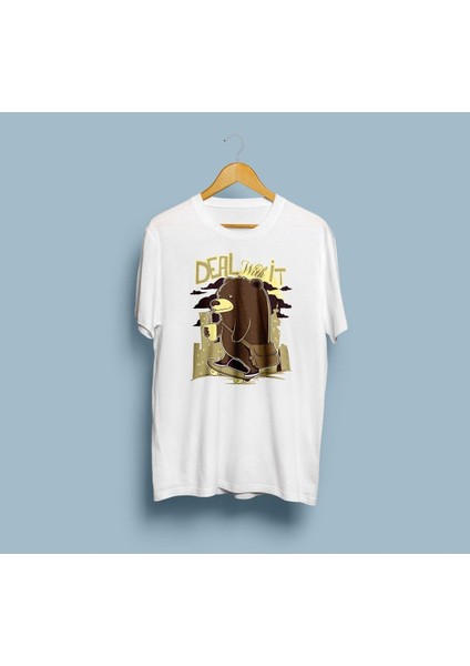 Oversize Deal With It Beer Tasarım Unisex T-Shirt