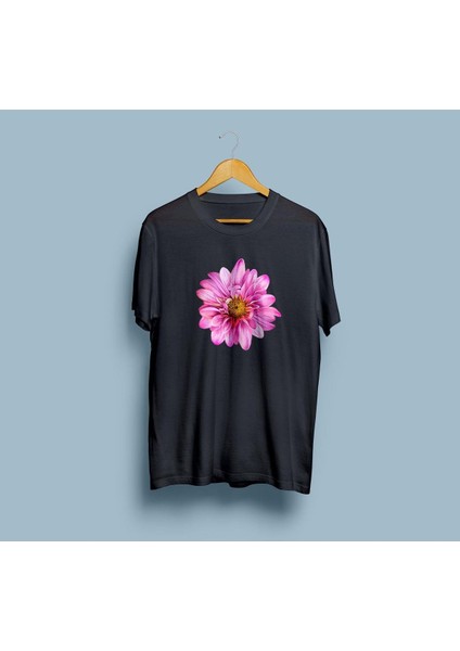 Oversize Pembe Mona Lisa Çiçeği Tasarım Unisex T-Shirt