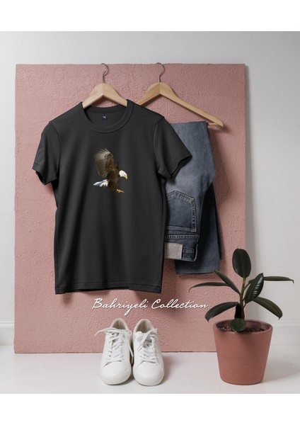 Oversize American Bald Eagle Tasarımlı Unisex T-Shirt