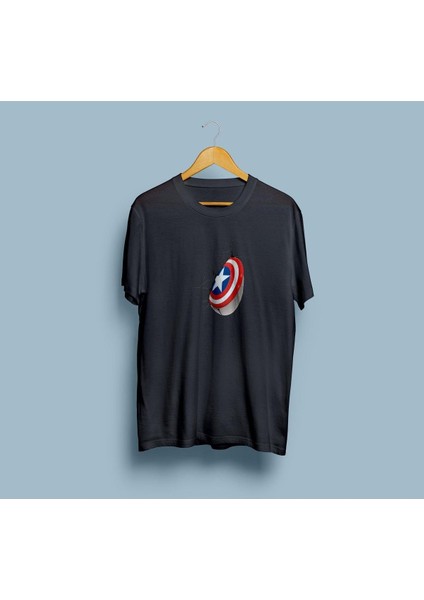Oversize Kaptan Amerika Kalkanı Tasarım Unisex T-Shirt
