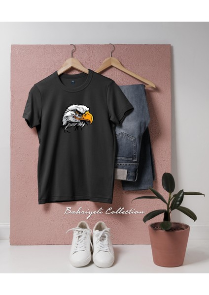 Oversize Bald Eagle Kartal Logo Tasarımlı Unisex T-Shirt