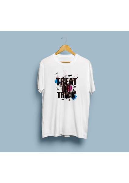 Oversize Treat Or Trick Yazısı Tasarım Unisex T-Shirt