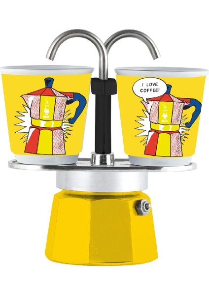 Lichtenstein Mini Express Moka Pot 2 Cup + 2 Bardak