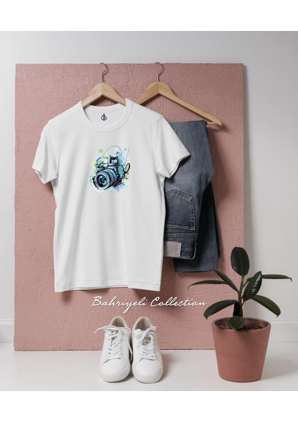 Oversize Camera Abstract Tasarımlı Unisex T-Shirt