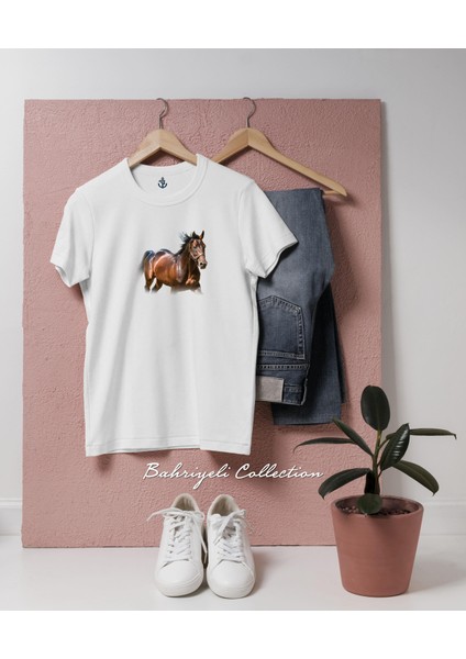 Oversize Mustange Horse _ At Tasarımlı Unisex T-Shirt