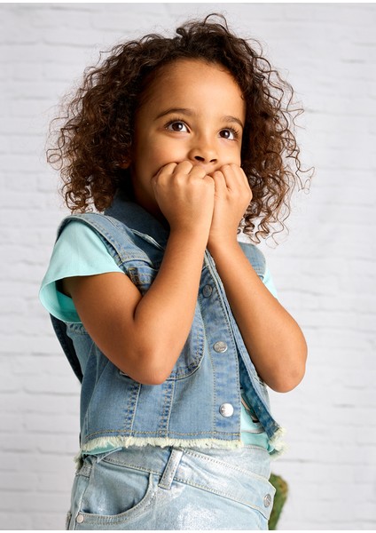 Kız Çocuk Denim Yelek Açık Mavi 3364