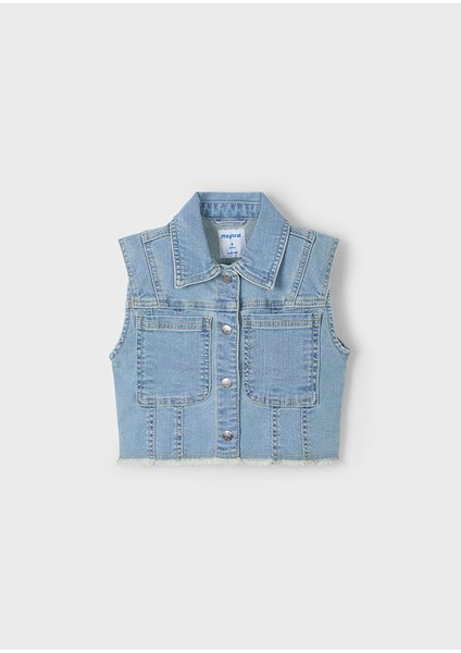 Kız Çocuk Denim Yelek Açık Mavi 3364