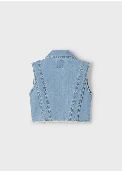 Kız Çocuk Denim Yelek Açık Mavi 3364