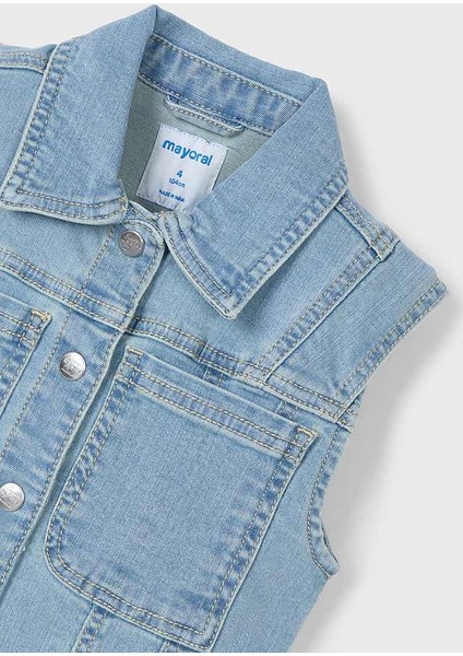 Kız Çocuk Denim Yelek Açık Mavi 3364