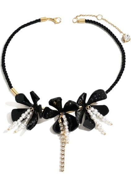 Yeni Stil Çiçek Deseni Akrilik Inci Kadife Ip Kolye Kadın Modası (Yurt Dışından) modelleri