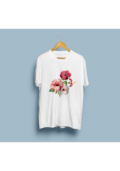 Oversize Hibiscus Flowers Tasarım Unisex T-Shirt