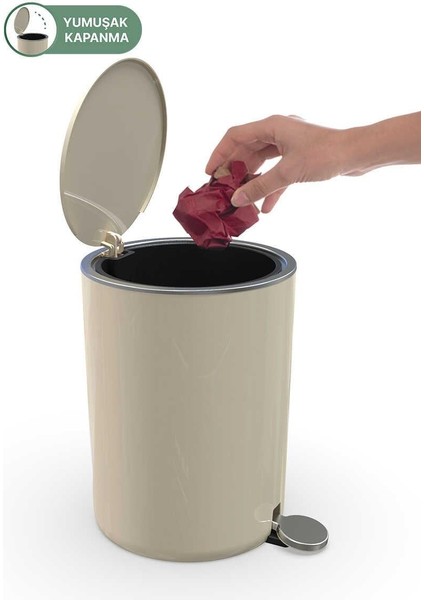 Lenox 5 Lt Pedallı Banyo Mutfak Ofis Çöp Kovası - Bej modelleri